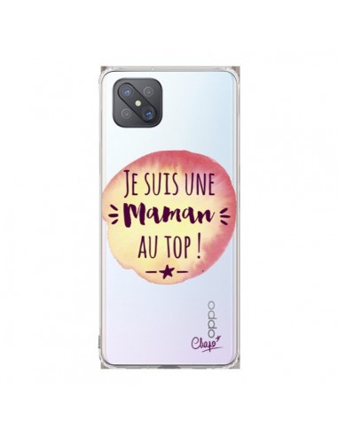 Coque Oppo Reno4 Z 5G Je suis une Maman au Top Orange Transparente - Chapo