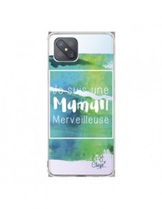 Coque Oppo Reno4 Z 5G Je suis une Maman Merveilleuse Bleu...