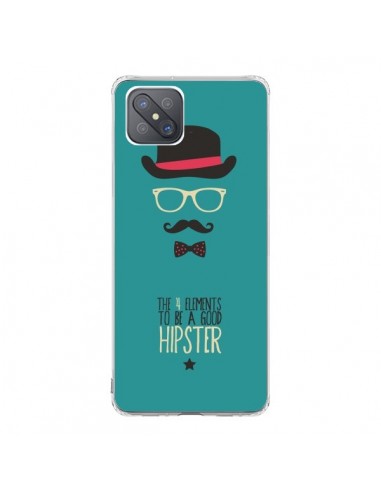 Coque Oppo Reno4 Z 5G Chapeau, Lunettes, Moustache, Noeud Papillon To Be a Good Hipster - Eleaxart
