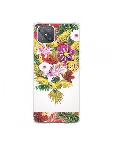 Coque Oppo Reno4 Z 5G Parrot Floral Perroquet Fleurs - Eleaxart