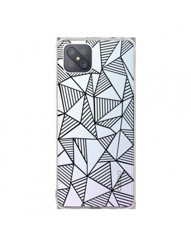 Coque Oppo Reno4 Z 5G Lignes Grilles Triangles Grid Abstract Noir Transparente - Project M