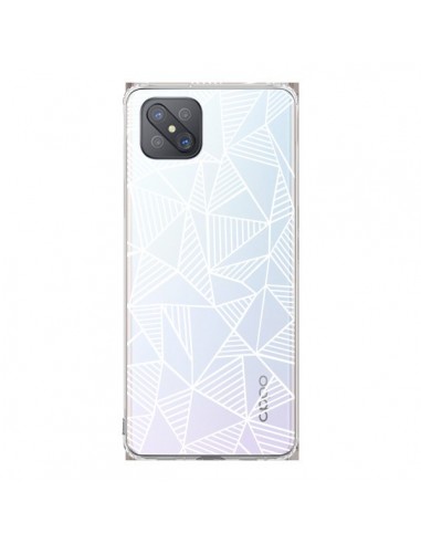 Coque Oppo Reno4 Z 5G Lignes Grilles Triangles Grid Abstract Blanc Transparente - Project M