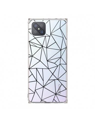 Coque Oppo Reno4 Z 5G Lignes Triangles Grid Abstract Noir Transparente - Project M