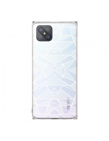 Coque Oppo Reno4 Z 5G Lignes Miroir Grilles Triangles Grid Abstract Blanc Transparente - Project M