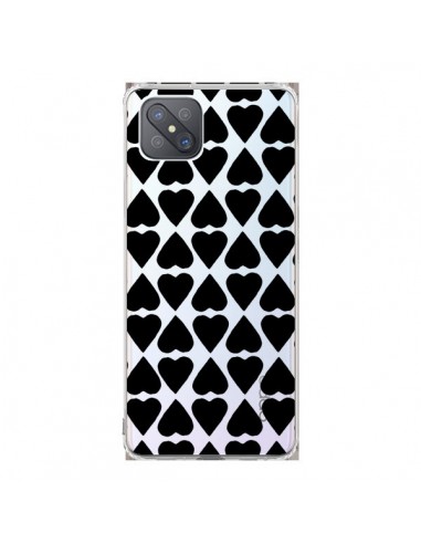 Coque Oppo Reno4 Z 5G Coeurs Heart Noir Transparente - Project M