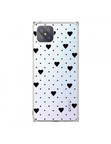 Coque Oppo Reno4 Z 5G Point Coeur Noir Pin Point Heart Transparente - Project M
