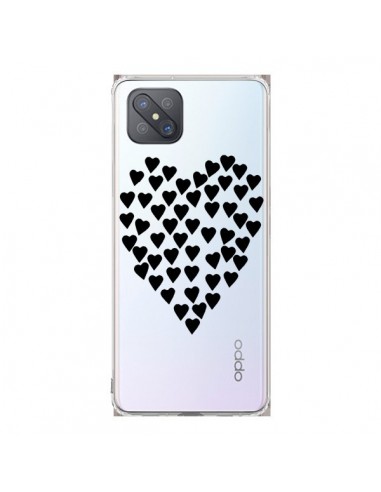 Coque Oppo Reno4 Z 5G Coeurs Heart Love Noir Transparente - Project M