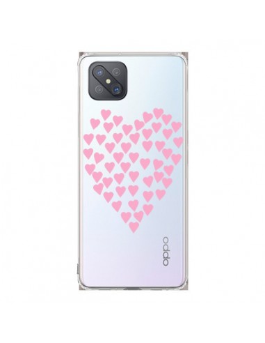 Coque Oppo Reno4 Z 5G Coeurs Heart Love Rose Pink Transparente - Project M