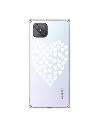 Coque Oppo Reno4 Z 5G Coeurs Heart Love Blanc Transparente - Project M