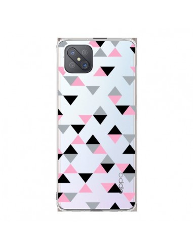 Coque Oppo Reno4 Z 5G Triangles Pink Rose Noir Transparente - Project M
