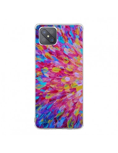 Coque Oppo Reno4 Z 5G Fleurs Bleues Roses Splash - Ebi Emporium