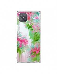 Coque Oppo Reno4 Z 5G Fleur Flower Rose Vert Transparente...