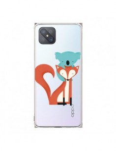 Coque Oppo Reno4 Z 5G Renard et Koala Love Transparente -...