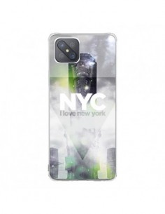 Coque Oppo Reno4 Z 5G I Love New York City Gris Vert -...