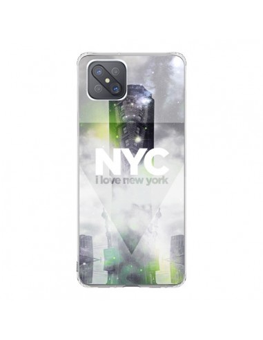Coque Oppo Reno4 Z 5G I Love New York City Gris Vert - Javier Martinez