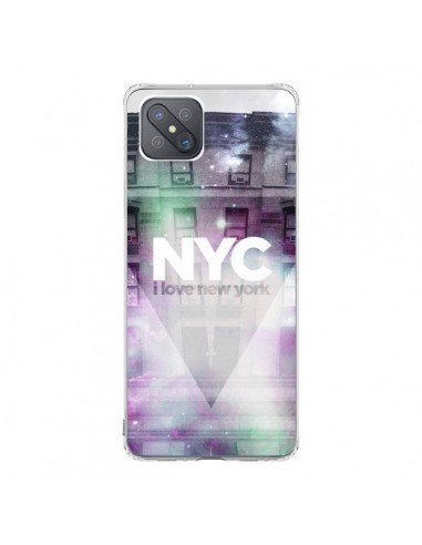 Coque Oppo Reno4 Z 5G I Love New York City Violet Vert - Javier Martinez