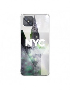 Coque Oppo Reno4 Z 5G I Love New York City Gris Violet...