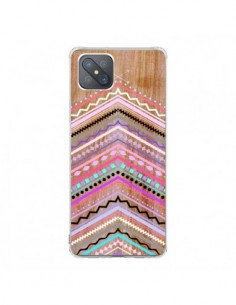 Coque Oppo Reno4 Z 5G Purple Chevron Wild Wood Bois...