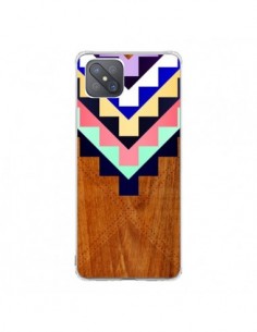 Coque Oppo Reno4 Z 5G Wooden Tribal Bois Azteque Aztec...