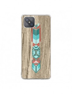 Coque Oppo Reno4 Z 5G Totem Tribal Azteque Bois Wood -...