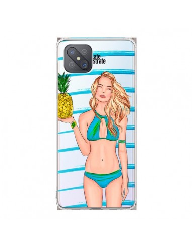 Coque Oppo Reno4 Z 5G Malibu Ananas Plage Ete Bleu Transparente - kateillustrate