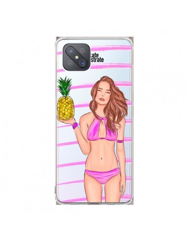 Coque Oppo Reno4 Z 5G Malibu Ananas Plage Ete Rose Transparente - kateillustrate