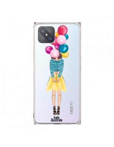 Coque Oppo Reno4 Z 5G Girls Balloons Ballons Fille Transparente - kateillustrate