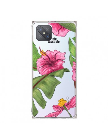 Coque Oppo Reno4 Z 5G Tropical Leaves Fleurs Feuilles Transparente - kateillustrate