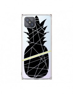 Coque Oppo Reno4 Z 5G Ananas Noir Transparente -...