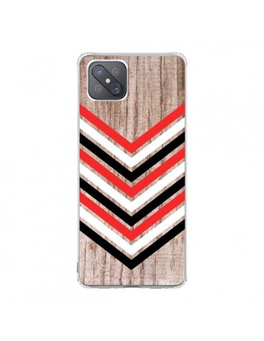 Coque Oppo Reno4 Z 5G Tribal Aztèque Bois Wood Flèche Rouge Blanc Noir - Laetitia