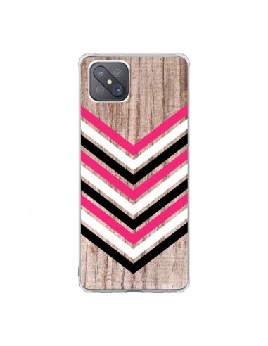 Coque Oppo Reno4 Z 5G Tribal Aztèque Bois Wood Flèche Rose Blanc Noir - Laetitia