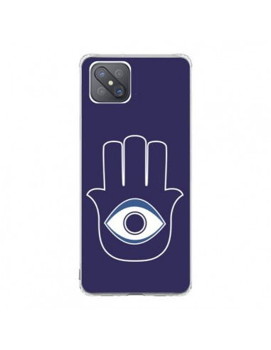 Coque Oppo Reno4 Z 5G Main de Fatma Oeil Bleu - Laetitia