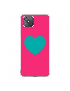 Coque Oppo Reno4 Z 5G Coeur Bleu Fond Rose - Laetitia