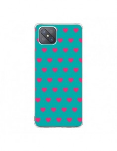 Coque Oppo Reno4 Z 5G Coeurs Roses Fond Bleu - Laetitia