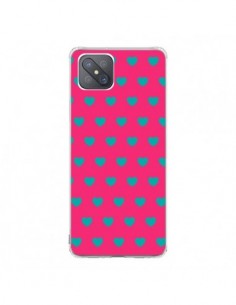 Coque Oppo Reno4 Z 5G Coeurs Bleus Fond Rose - Laetitia