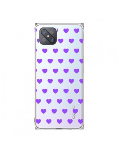 Coque Oppo Reno4 Z 5G Coeur Heart Love Amour Violet Transparente - Laetitia