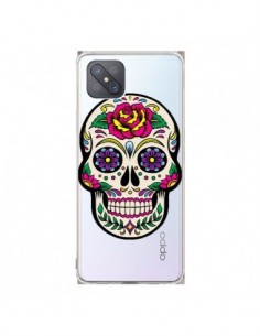 Coque Oppo Reno4 Z 5G Tête de Mort Mexicaine Fleurs...