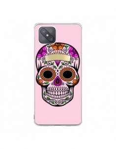 Coque Oppo Reno4 Z 5G Tête de Mort Mexicaine Rose...