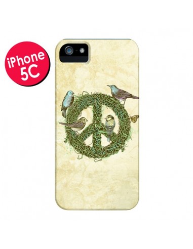 Coque Peace And Love Nature Oiseaux pour iPhone 5C - Rachel Caldwell