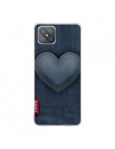 Coque Oppo Reno4 Z 5G Love Coeur en Jean - Lassana