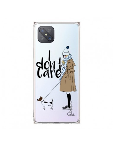 Coque Oppo Reno4 Z 5G I don't care Fille Chien Transparente - Lolo Santo