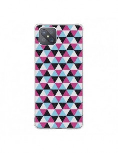 Coque Oppo Reno4 Z 5G Azteque Triangles Rose Bleu Gris -...