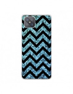Coque Oppo Reno4 Z 5G Chevron Aqua Sparkle Triangle...