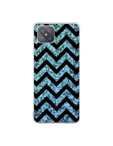 Coque Oppo Reno4 Z 5G Chevron Aqua Sparkle Triangle Azteque - Mary Nesrala