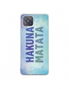 Coque Oppo Reno4 Z 5G Hakuna Matata Roi Lion Bleu - Mary...