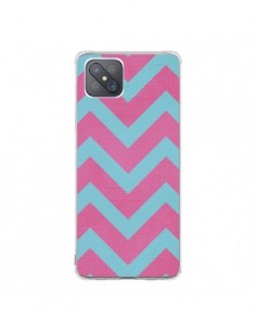 Coque Oppo Reno4 Z 5G Strawberry Chevron Rose Bleu - Mary...
