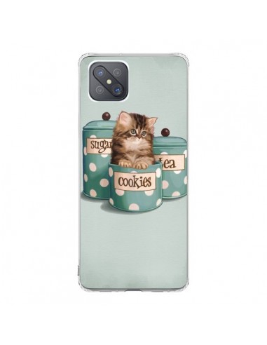 Coque Oppo Reno4 Z 5G Chaton Chat Kitten Boite Cookies Pois - Maryline Cazenave