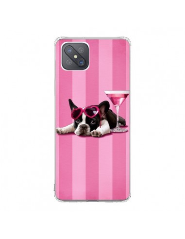 Coque Oppo Reno4 Z 5G Chien Dog Cocktail Lunettes Coeur Rose - Maryline Cazenave