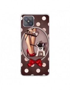 Coque Oppo Reno4 Z 5G Lady Jambes Chien Dog Pois Noeud...