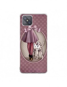 Coque Oppo Reno4 Z 5G Lady Chien Dog Dalmatien Robe Pois...